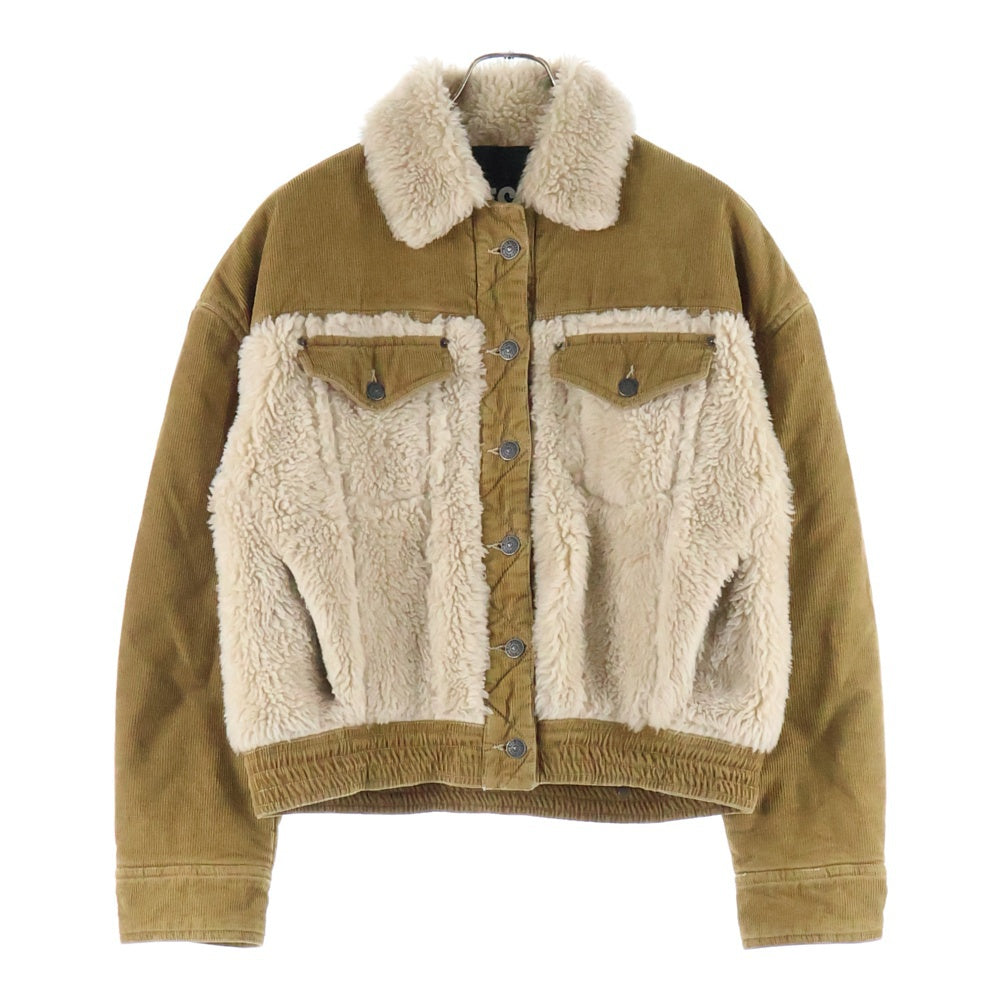 DIESEL(ディーゼル) Corduroy teddy A04741 コーデュロイ切替ボアジャケット ベージュ レディース