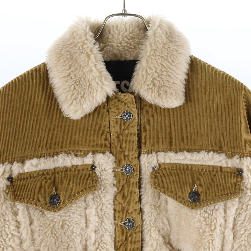 DIESEL(ディーゼル) Corduroy teddy A04741 コーデュロイ切替ボアジャケット ベージュ レディース