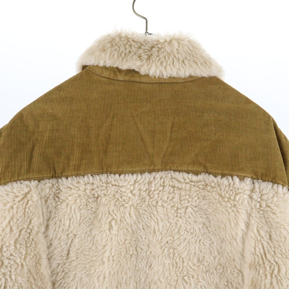 DIESEL(ディーゼル) Corduroy teddy A04741 コーデュロイ切替ボアジャケット ベージュ レディース