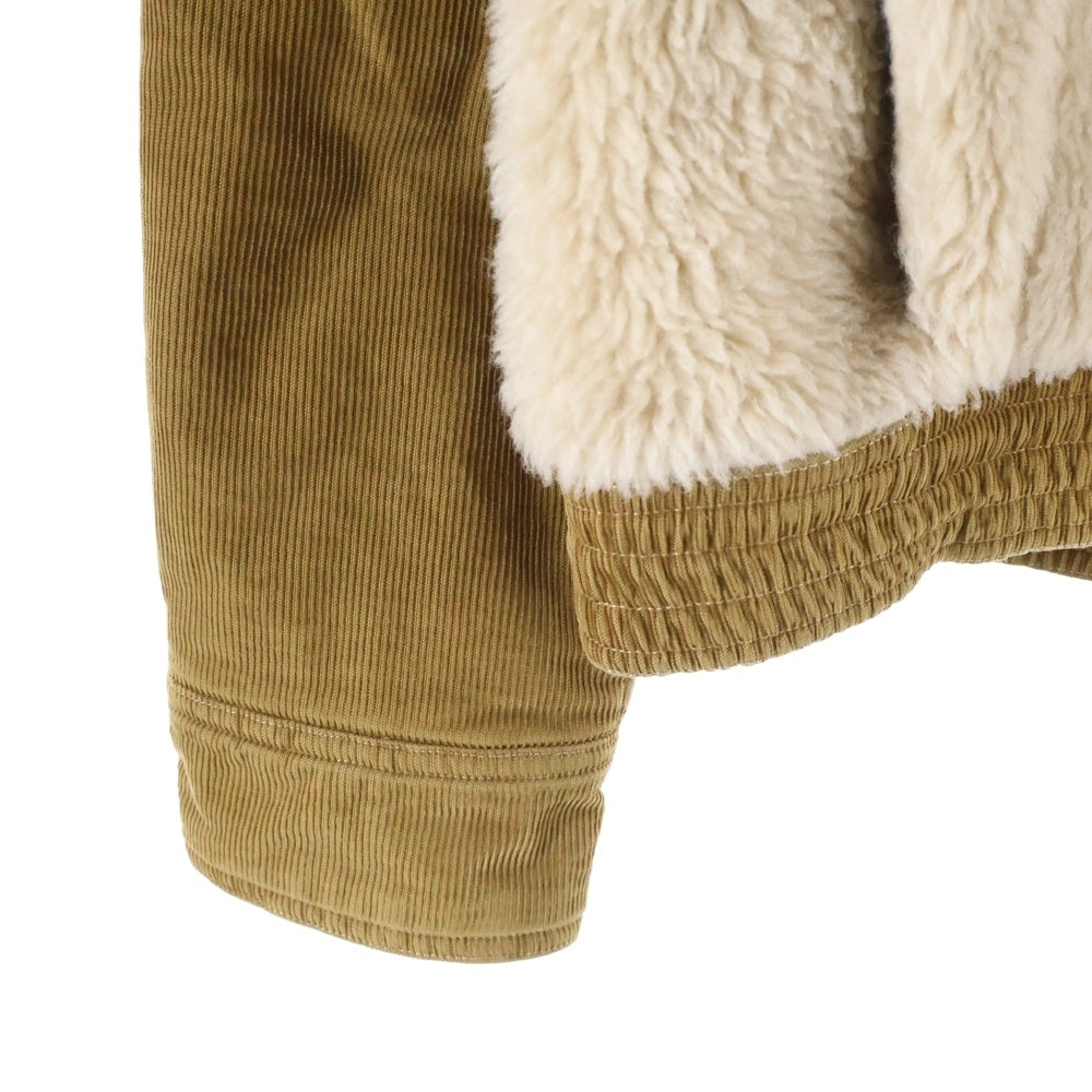 DIESEL(ディーゼル) Corduroy teddy A04741 コーデュロイ切替ボアジャケット ベージュ レディース