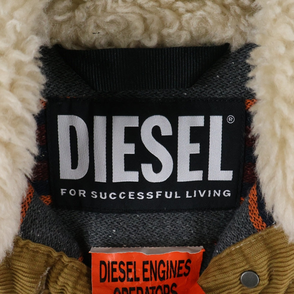 DIESEL(ディーゼル) Corduroy teddy A04741 コーデュロイ切替ボアジャケット ベージュ レディース