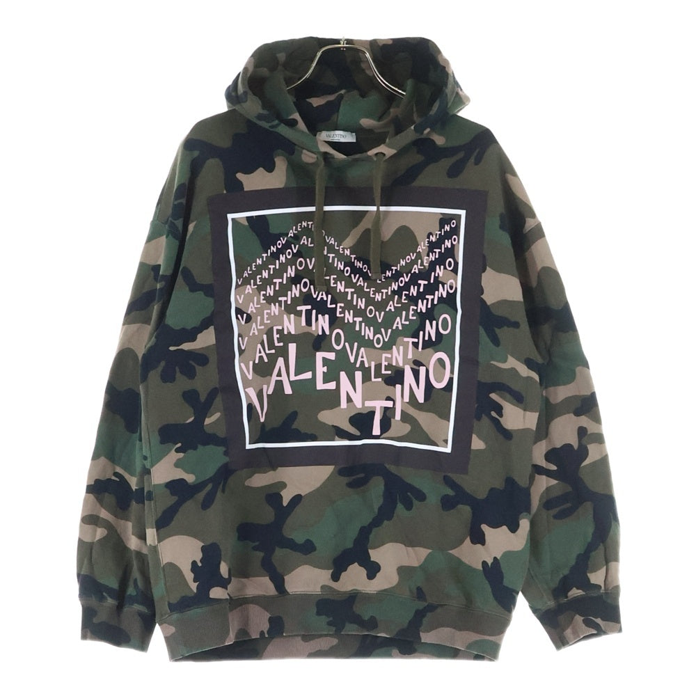 VALENTINO(ヴァレンティノ) ロゴプリント カモフラ プルオーバーパーカー フーディー RV3MF02CMEL