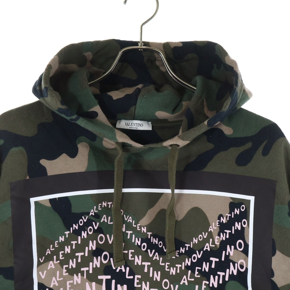 VALENTINO(ヴァレンティノ) ロゴプリント カモフラ プルオーバーパーカー フーディー RV3MF02CMEL