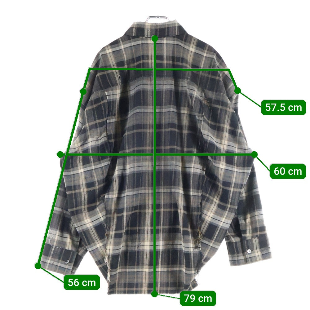 cmmawear(コマウェア) kogarashi flannel shirt コガラシ フランネルシャツ チェック 長袖シャツ ダークグレー