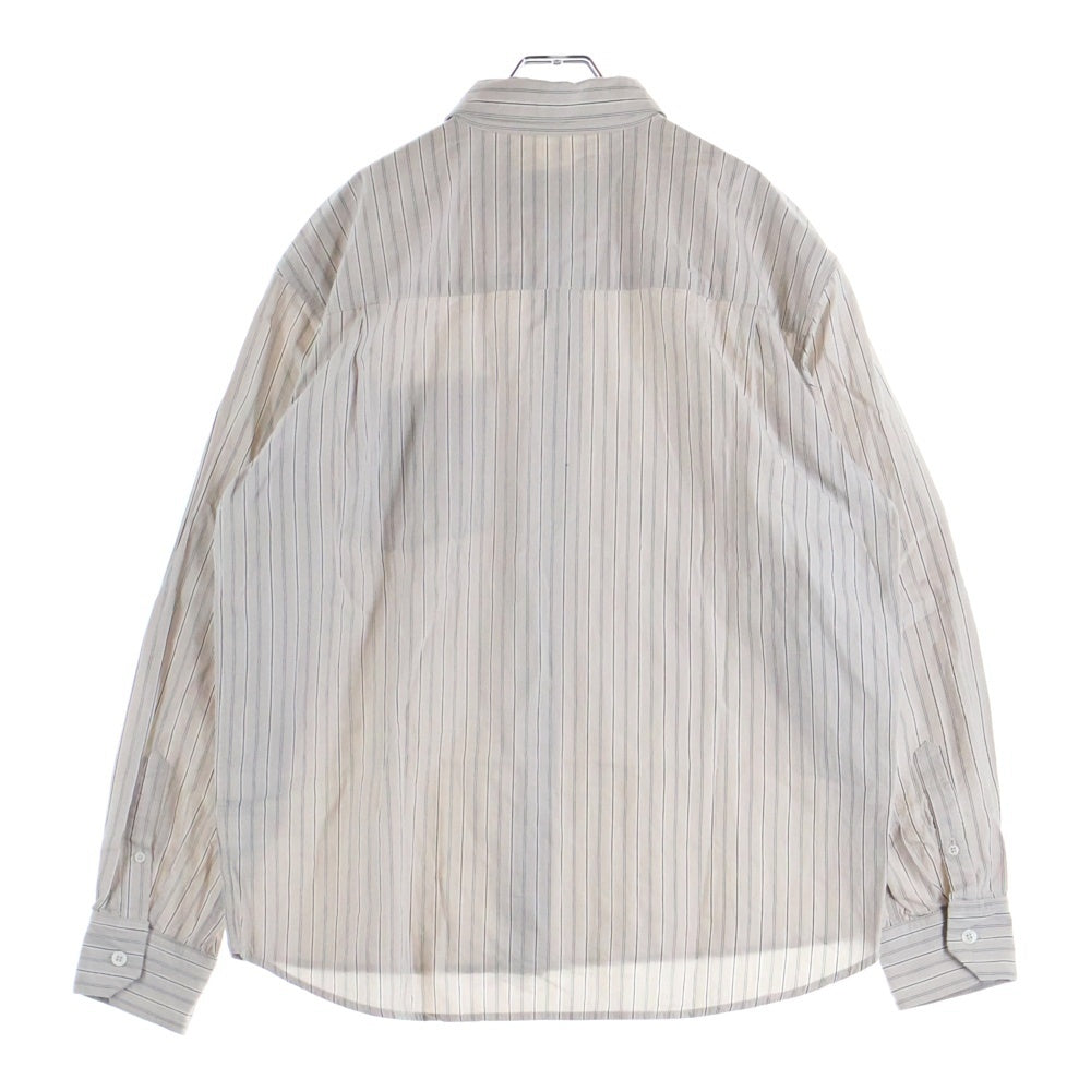 DENIM TEARS(デニムティアーズ) Dt Festival Button Up Shirt ボタンアップ ストライプ ロゴ刺繍 長袖シャツ ベージュ