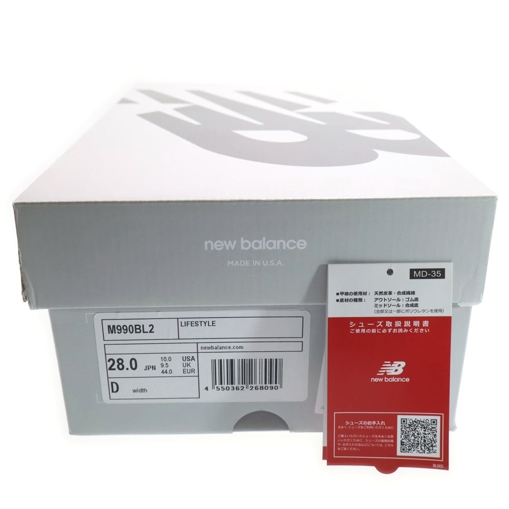 New Balance(ニューバランス) M990BL2 スエード メッシュ ローカットスニーカー US10/28.0cm ブラック