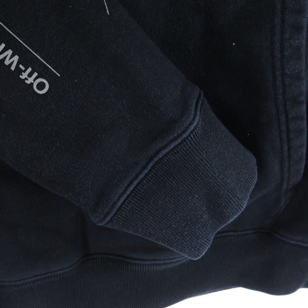 OFF-WHITE(オフホワイト) 19AW UNFINISHED SLIM HOODIE OMBB034E19E30003 バックアロースウェットプルオーバーパーカー ブラック