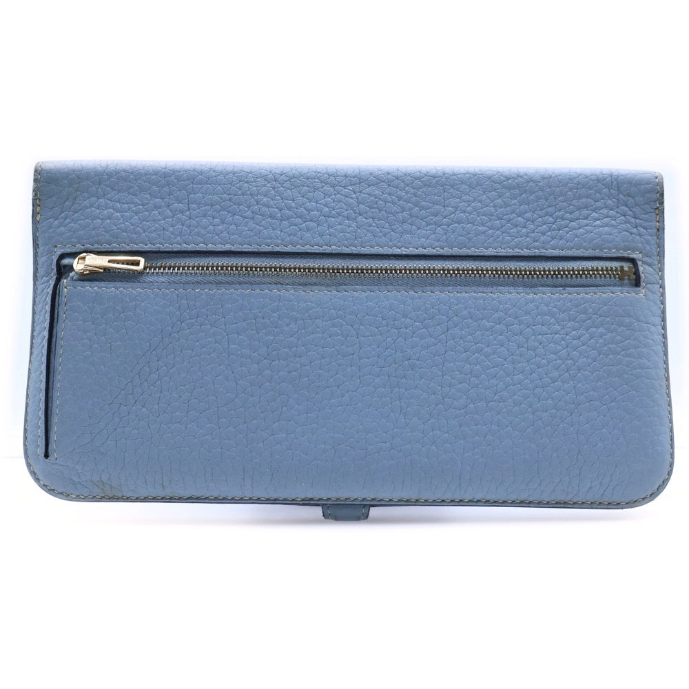 HERMES(エルメス) ドゴンロング □P刻印 レザーロングウォレット 長財布 ゴールド金具 ブルー