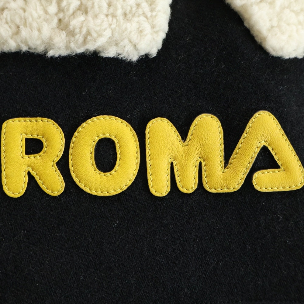 FENDI(フェンディ) ロゴ刺繍 ズッカ柄 リバーシブルマフラー ブラック/ブラウン