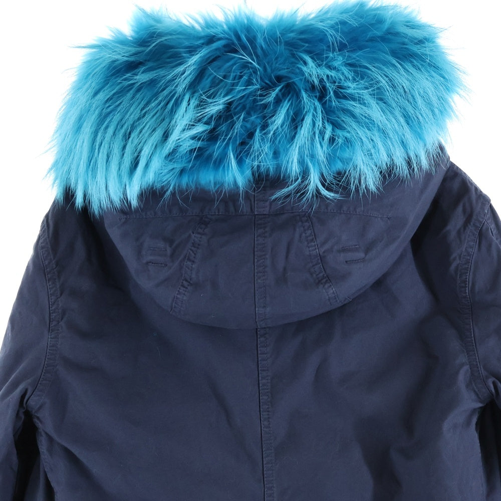 Mr&Mr's ITALY(ミスターアンドミセスイタリー) リアルファー モッズコート アウター ネイビー/ブルー