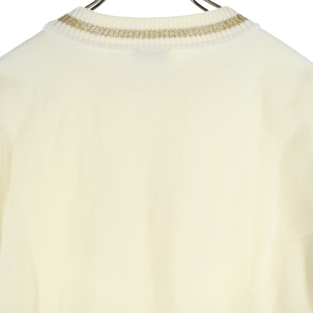 MONCLER(モンクレール) ロゴ刺繍 ニット切替 クルーネックスウェットトレーナー E10938063200 アイボリー