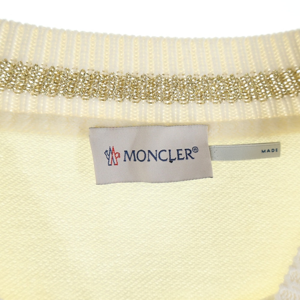 MONCLER(モンクレール) ロゴ刺繍 ニット切替 クルーネックスウェットトレーナー E10938063200 アイボリー