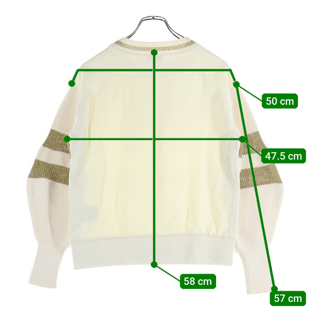 MONCLER(モンクレール) ロゴ刺繍 ニット切替 クルーネックスウェットトレーナー E10938063200 アイボリー