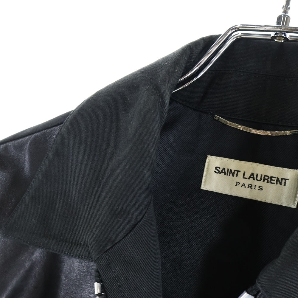 SAINT LAURENT PARIS(サンローランパリ) 13SS エディ期 レザー切り替え ジップアップジャケット 310249 YUN39 ブラック