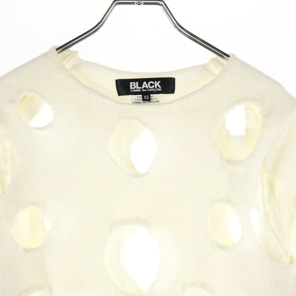 COMME des GARCONS(コムデギャルソン) Black hall Sweater 1G-N001 ブラックホール 長袖セーター ホワイト
