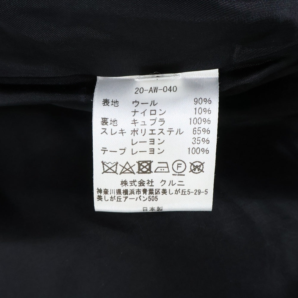 CULLNI(クルニ) 20AW Chester Coat 20-AW-040 チェスターコート ウール ブラック