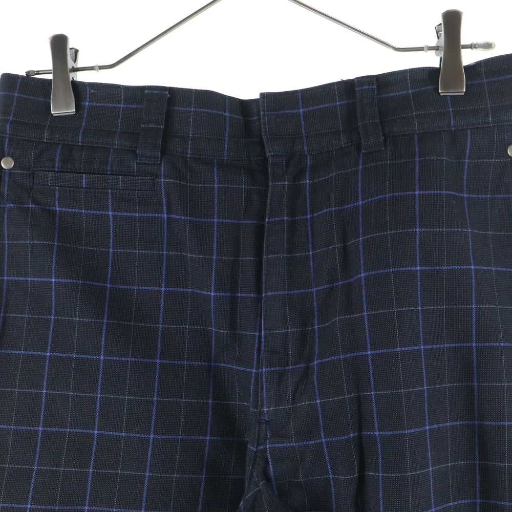 JUNYA WATANABE COMME des GARCONS(ジュンヤワタナベ コムデギャルソン) 14SS シンチバック チェック柄 コットンジップアップパンツ ネイビー WM-P013