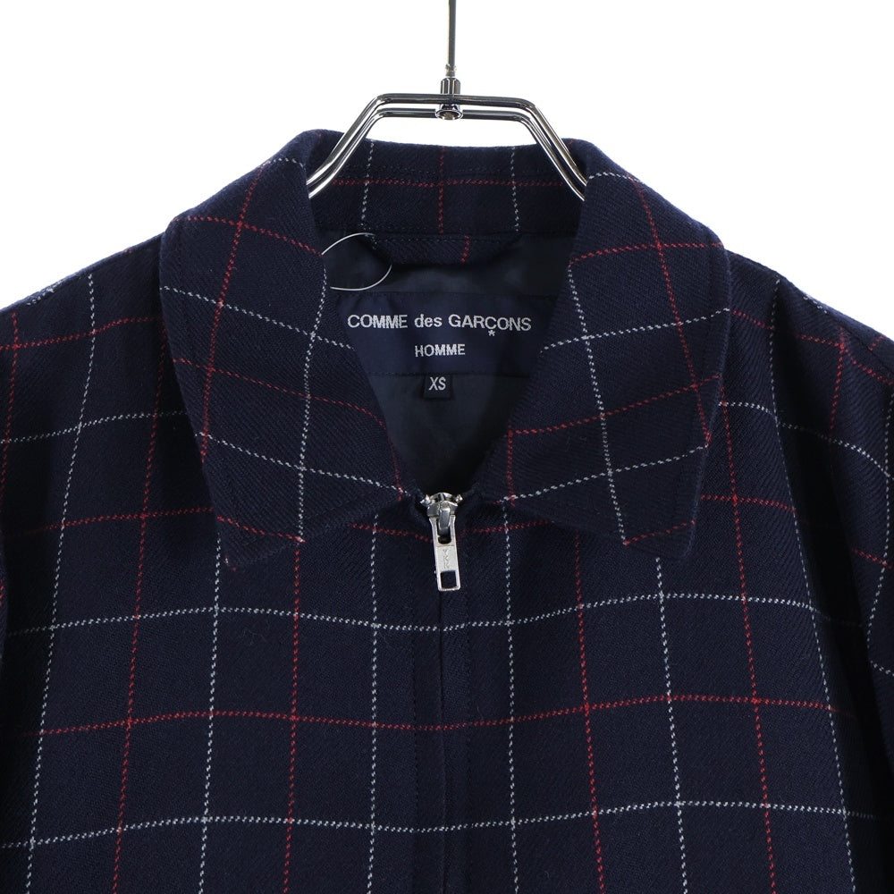 COMME des GARCONS HOMME(コムデギャルソンオム) 20AW ウール ジップアップ チェックジャケット ネイビー HF-J015