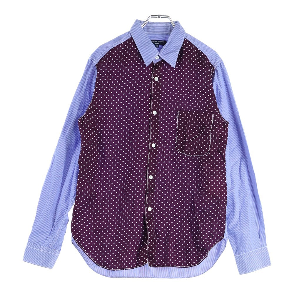 COMME des GARCONS HOMME(コムデギャルソンオム) 11SS ドット キュプラキュプラ ストライプ 長袖シャツ ライトブルー/ボルドー HH-B001