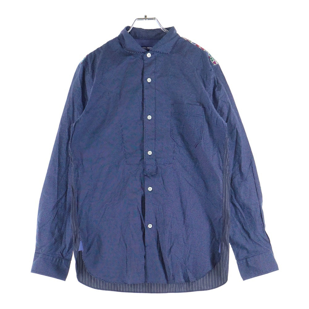JUNYA WATANABE COMME des GARCONS(ジュンヤワタナベ コムデギャルソン) 17SS 花柄切替 ドット コットン長袖シャツ ネイビー WS-B008