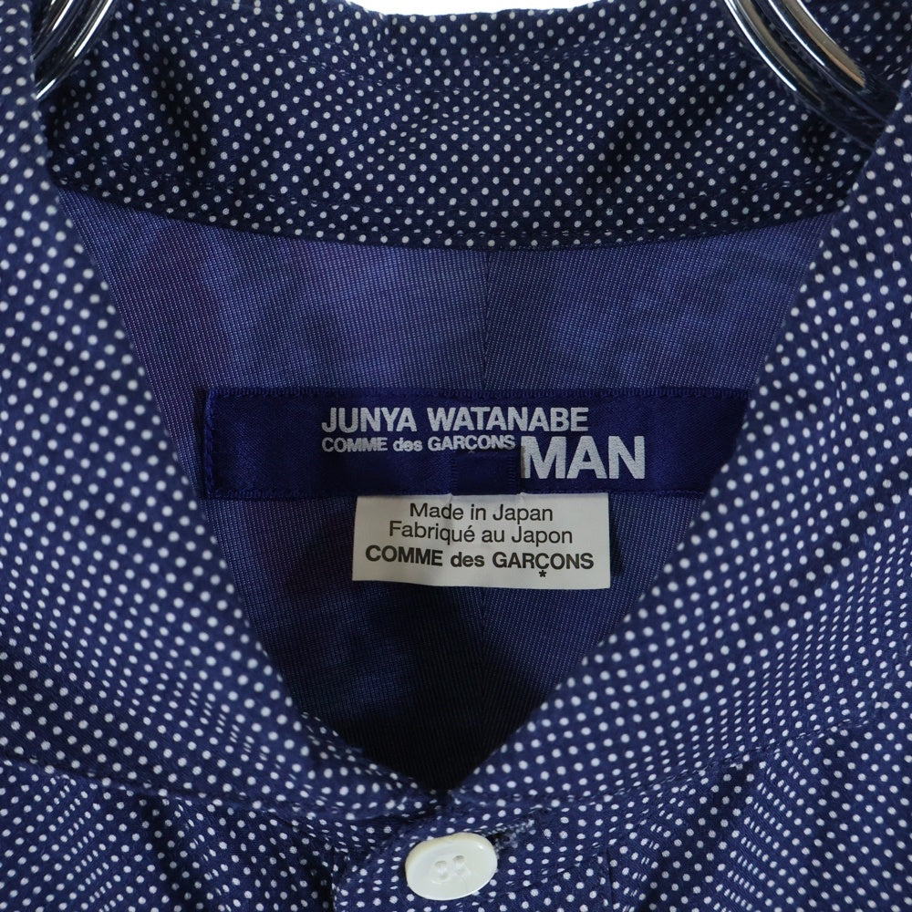 JUNYA WATANABE COMME des GARCONS(ジュンヤワタナベ コムデギャルソン) 17SS 花柄切替 ドット コットン長袖シャツ ネイビー WS-B008