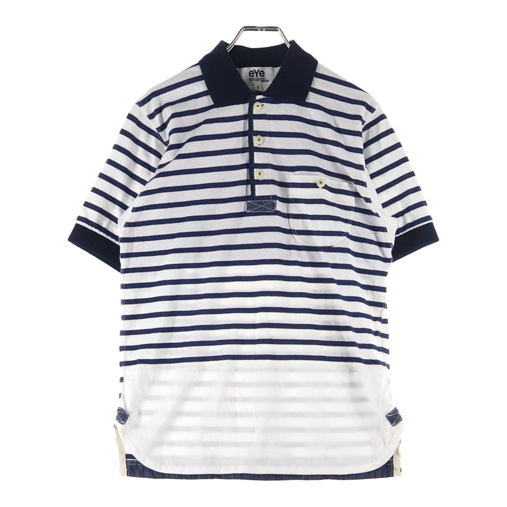 eYe COMME des GARCONS JUNYA WATANABE MAN(アイ コム デ ギャルソン ジュンヤ ワタナベ マン) 15SS×SAINT JAMES ボーダー半袖ポロシャツ ブルー/ホワイト WQ-T916