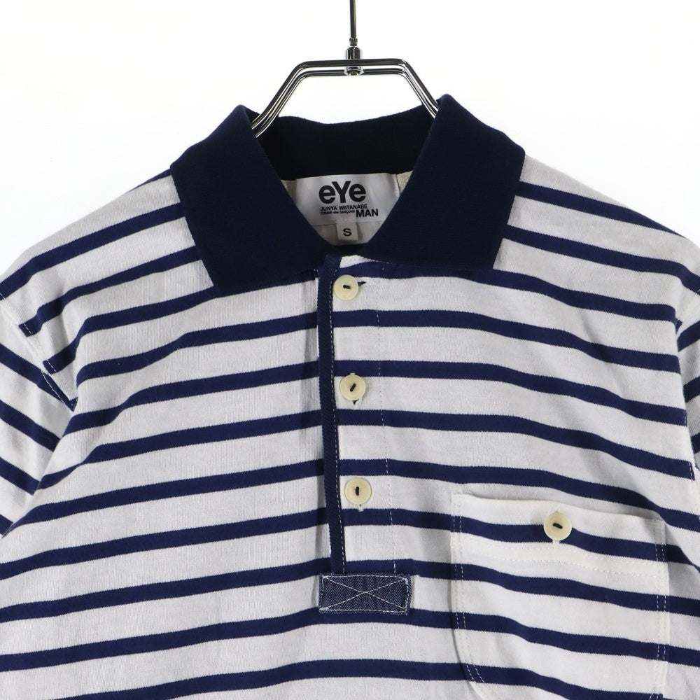 eYe COMME des GARCONS JUNYA WATANABE MAN(アイ コム デ ギャルソン ジュンヤ ワタナベ マン) 15SS×SAINT JAMES ボーダー半袖ポロシャツ ブルー/ホワイト WQ-T916