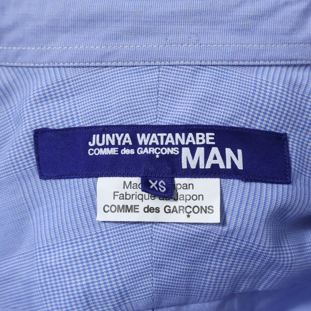 JUNYA WATANABE COMME des GARCONS(ジュンヤワタナベ コムデギャルソン) 16AW 綿ハケメ×多素材パッチワーク 長袖シャツ ブルー WR-B042
