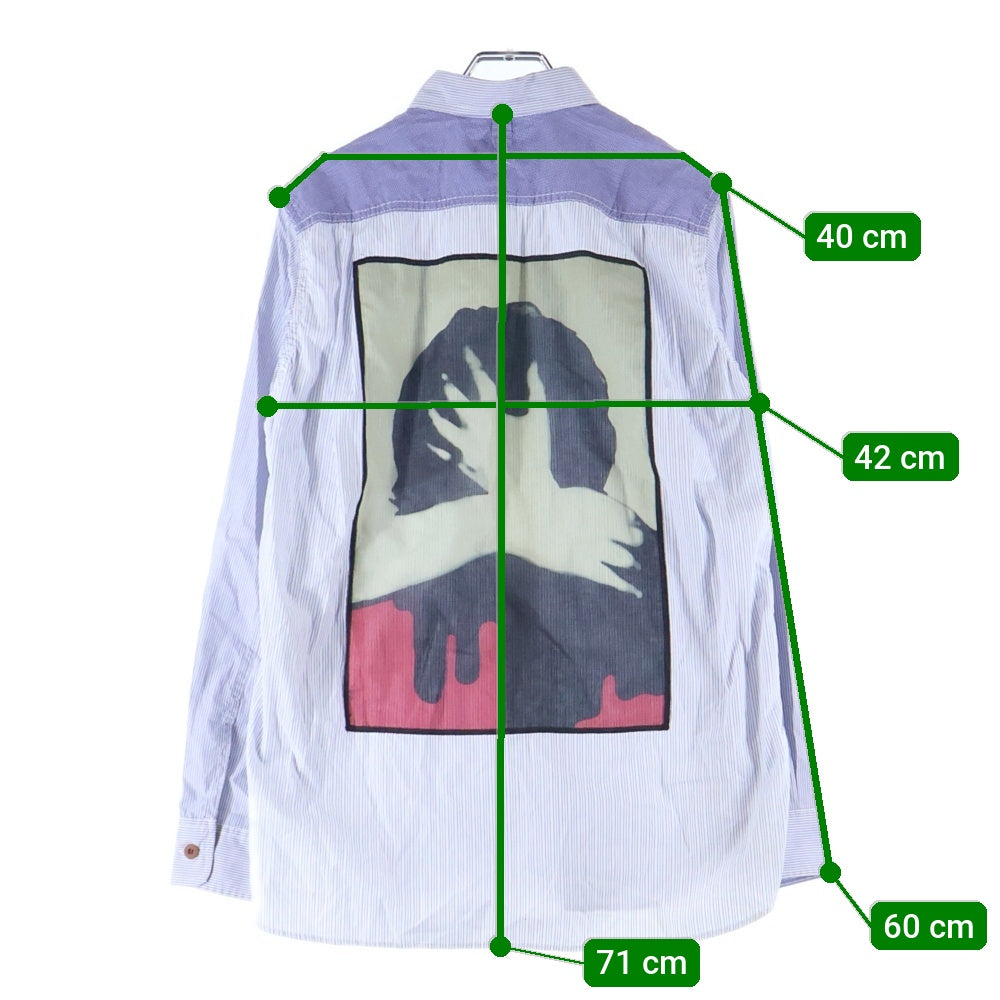 JUNYA WATANABE COMME des GARCONS(ジュンヤワタナベ コムデギャルソン) 17SS バックグラフィック ストライプ長袖シャツ ブルー WS-B025