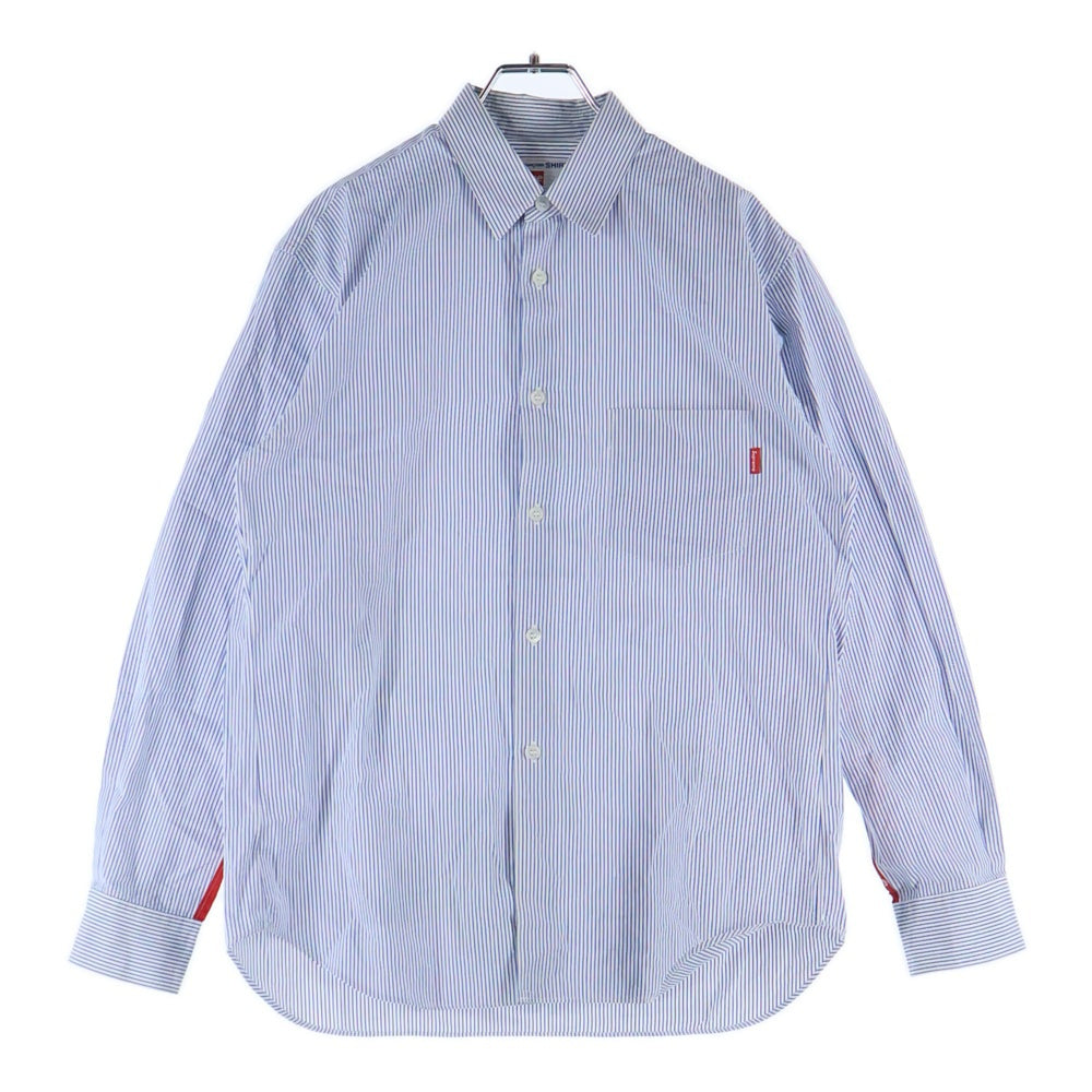 SUPREME(シュプリーム) 12SS×COMME des GARCONS SHIRT GUSSET SHIRT コムデギャルソンシャツ ストライプゲスト長袖シャツ ブルー S27SS12