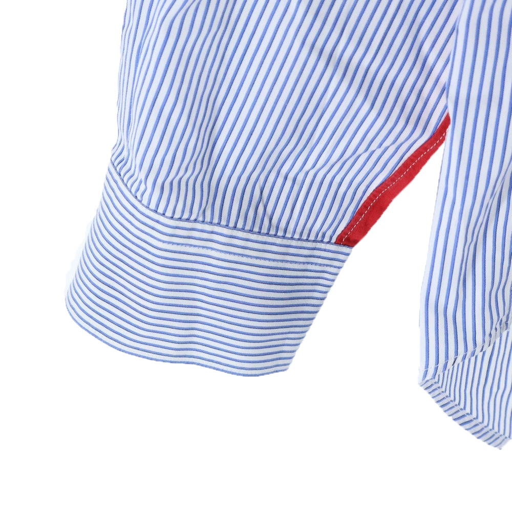 SUPREME(シュプリーム) 12SS×COMME des GARCONS SHIRT GUSSET SHIRT コムデギャルソンシャツ ストライプゲスト長袖シャツ ブルー S27SS12