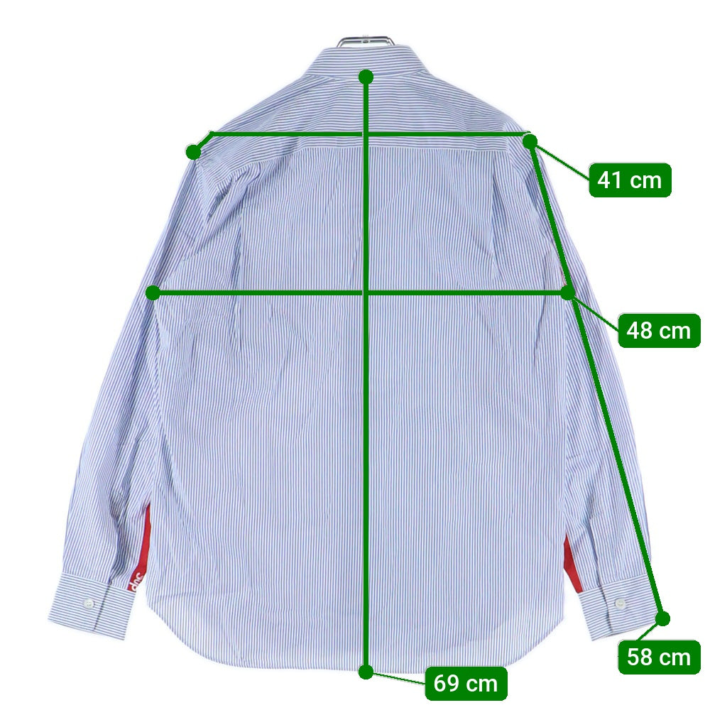 SUPREME(シュプリーム) 12SS×COMME des GARCONS SHIRT GUSSET SHIRT コムデギャルソンシャツ ストライプゲスト長袖シャツ ブルー S27SS12