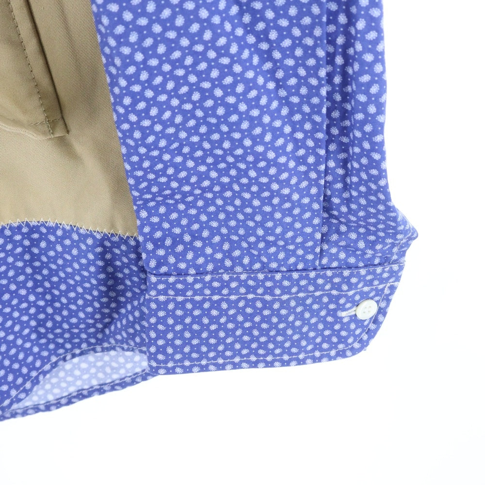 JUNYA WATANABE COMME des GARCONS(ジュンヤワタナベ コムデギャルソン) 20SS 綿エステルギャバ×綿ブロードプリントジップアップジャケット ベージュ/ブルー WE-B017