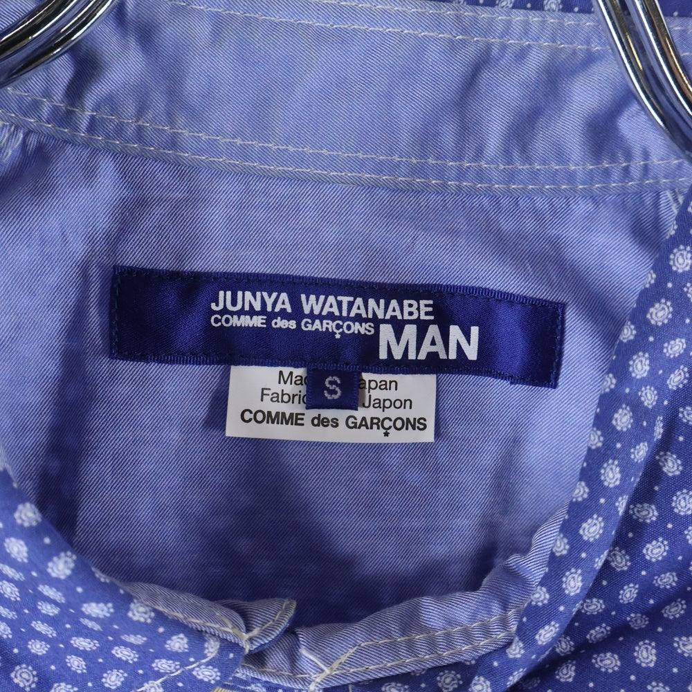 JUNYA WATANABE COMME des GARCONS(ジュンヤワタナベ コムデギャルソン) 20SS 綿エステルギャバ×綿ブロードプリントジップアップジャケット ベージュ/ブルー WE-B017