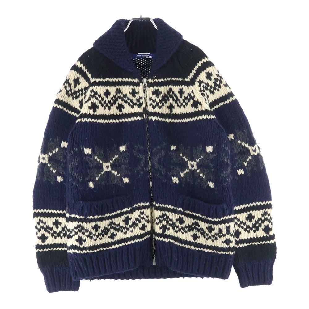 JUNYA WATANABE COMME des GARCONS(ジュンヤワタナベ コムデギャルソン) 17AW カウチンジップアップニットセーター オオカミ ネイビー WT-N001
