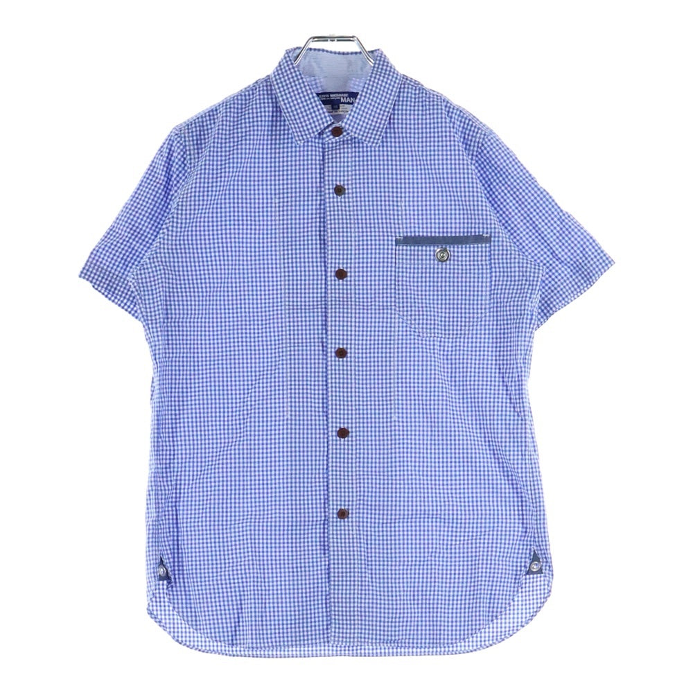 JUNYA WATANABE COMME des GARCONS(ジュンヤワタナベ コムデギャルソン) 14SS スナップボタンポケット チェック 半袖 シャツ ブルー WM-B024