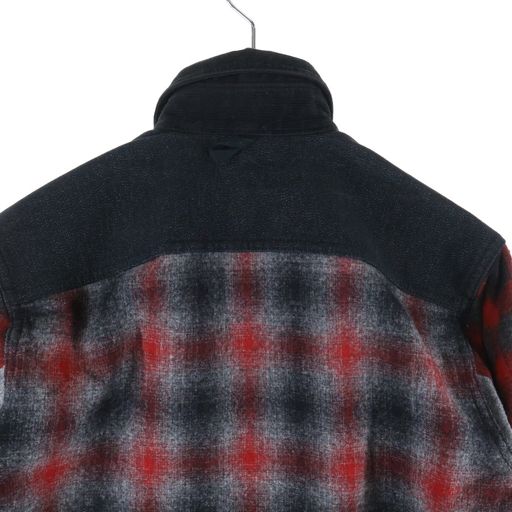 eYe COMME des GARCONS JUNYA WATANABE MAN(アイ コム デ ギャルソン ジュンヤ ワタナベ マン) 13AW×PENDLETON ペンドルトン フランネル 切替 シャツ 長袖 チェック ウール レッド WL-B902