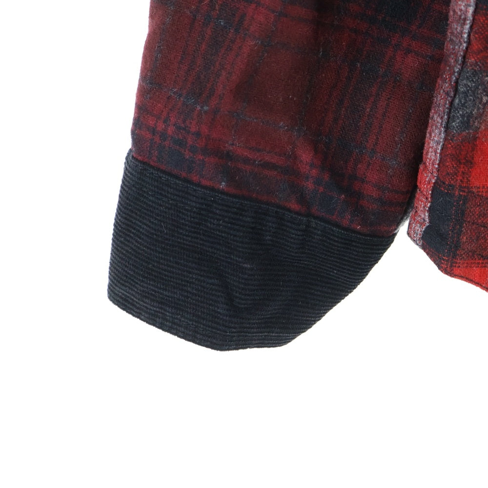 eYe COMME des GARCONS JUNYA WATANABE MAN(アイ コム デ ギャルソン ジュンヤ ワタナベ マン) 13AW×PENDLETON ペンドルトン フランネル 切替 シャツ 長袖 チェック ウール レッド WL-B902