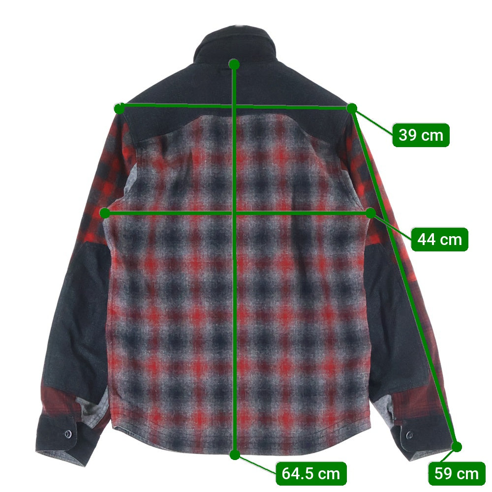 eYe COMME des GARCONS JUNYA WATANABE MAN(アイ コム デ ギャルソン ジュンヤ ワタナベ マン) 13AW×PENDLETON ペンドルトン フランネル 切替 シャツ 長袖 チェック ウール レッド WL-B902