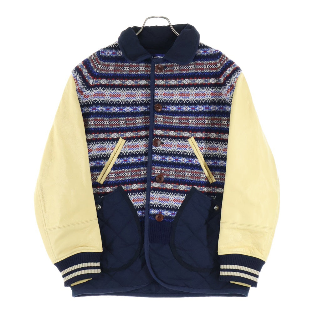 JUNYA WATANABE COMME des GARCONS(ジュンヤワタナベ コムデギャルソン) 21AW 袖レザーフロントニット スタジャン マルチ WH-J014