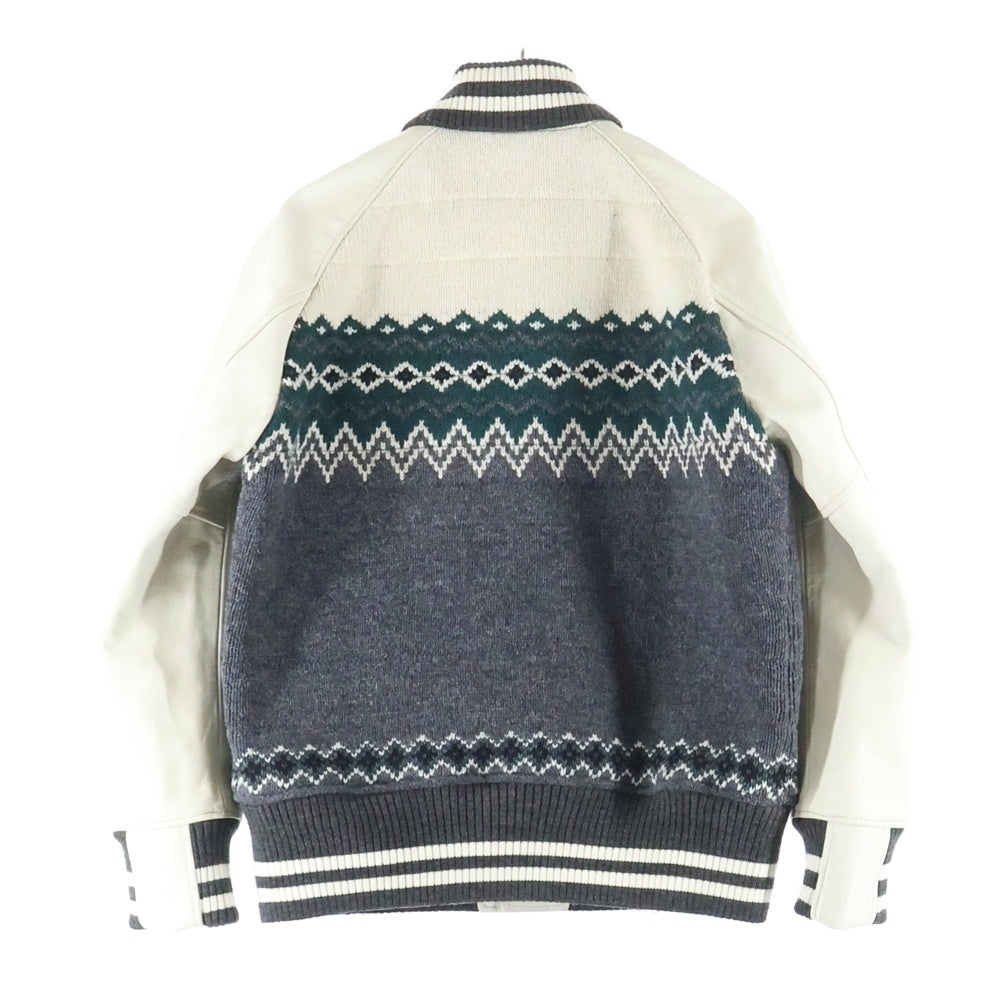 JUNYA WATANABE COMME des GARCONS(ジュンヤワタナベ コムデギャルソン) 21AW ノルディック 袖レザー切替 スタジアムジャケット グレー WH-J013