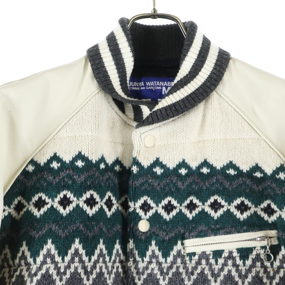 JUNYA WATANABE COMME des GARCONS(ジュンヤワタナベ コムデギャルソン) 21AW ノルディック 袖レザー切替 スタジアムジャケット グレー WH-J013