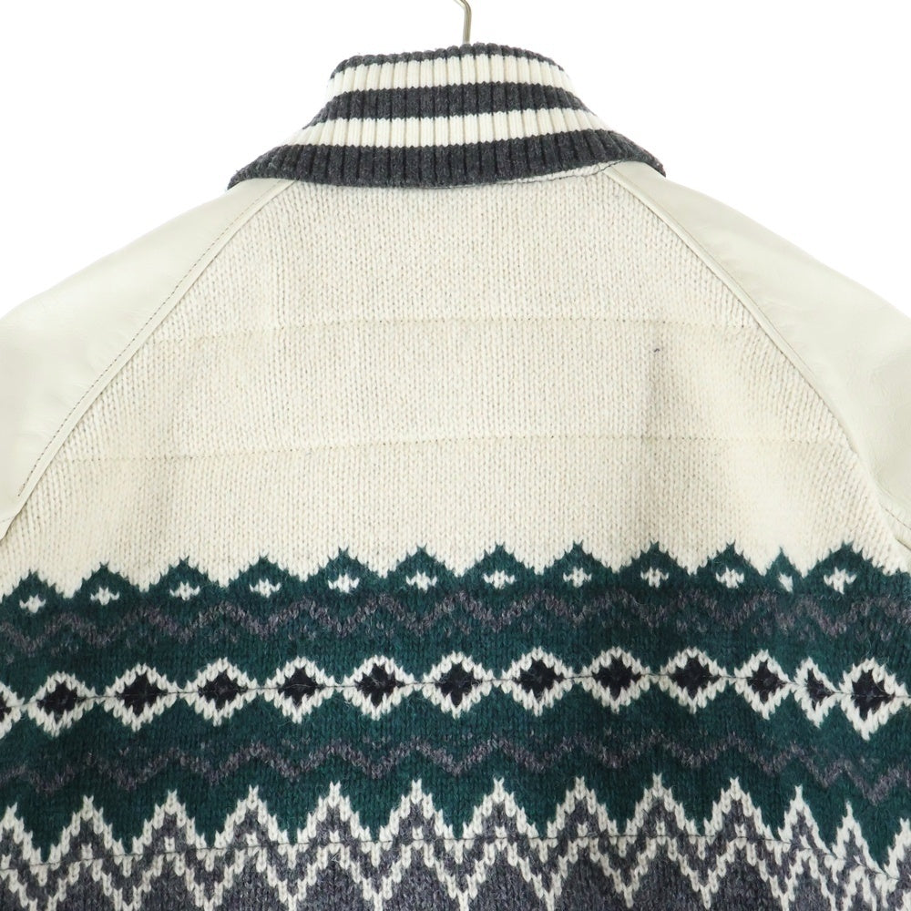 JUNYA WATANABE COMME des GARCONS(ジュンヤワタナベ コムデギャルソン) 21AW ノルディック 袖レザー切替 スタジアムジャケット グレー WH-J013