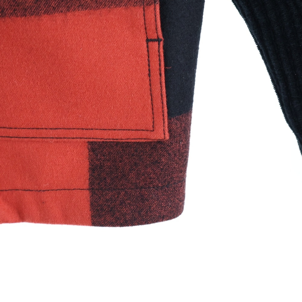 JUNYA WATANABE COMME des GARCONS(ジュンヤワタナベ コムデギャルソン) 21AW チェック柄 アーム切り替え ジップアップジャケット レッド WH-T022