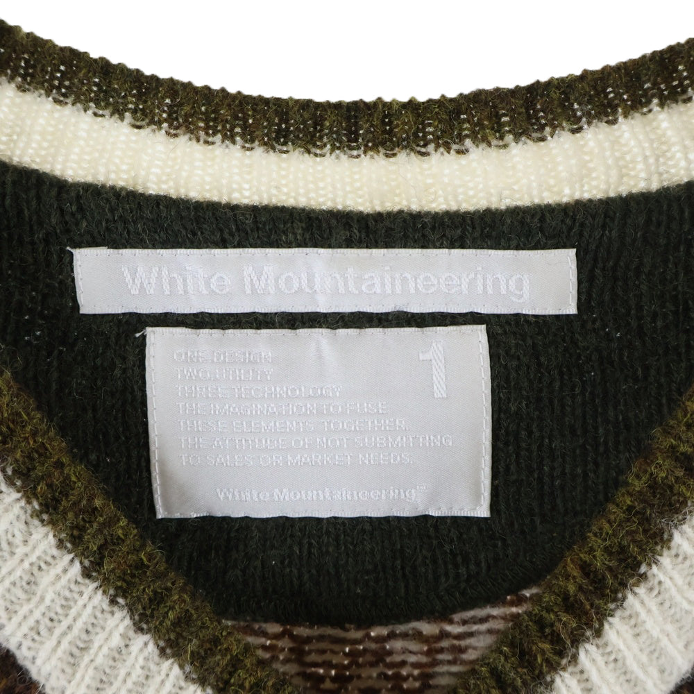 White Mountaineering(ホワイトマウンテニアリング) Nordic Pattern Round Yoke Jacqurd Knit Cardigan ノルディック ニット カーディガン マルチ WM1373617