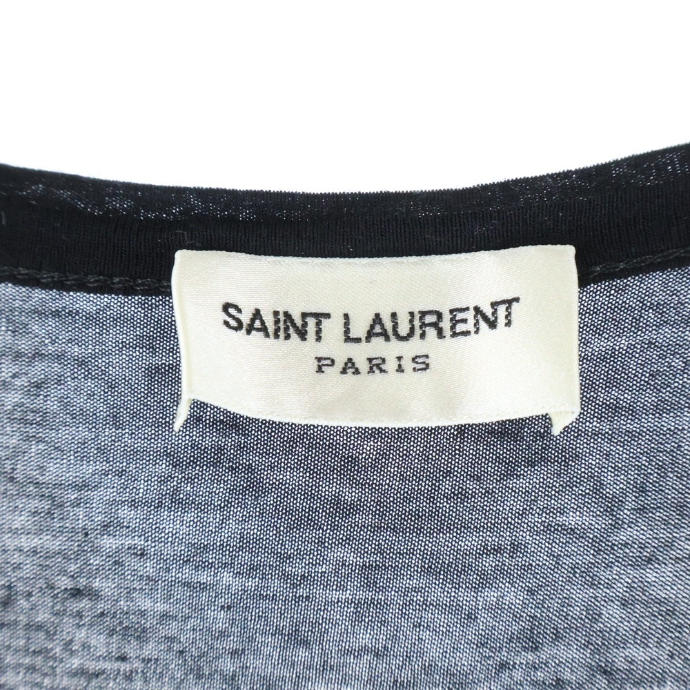 SAINT LAURENT PARIS(サンローランパリ) 23SS ロゴ刺繍 レーヨン 半袖Tシャツカットソー ブラック 749102 Y37IL