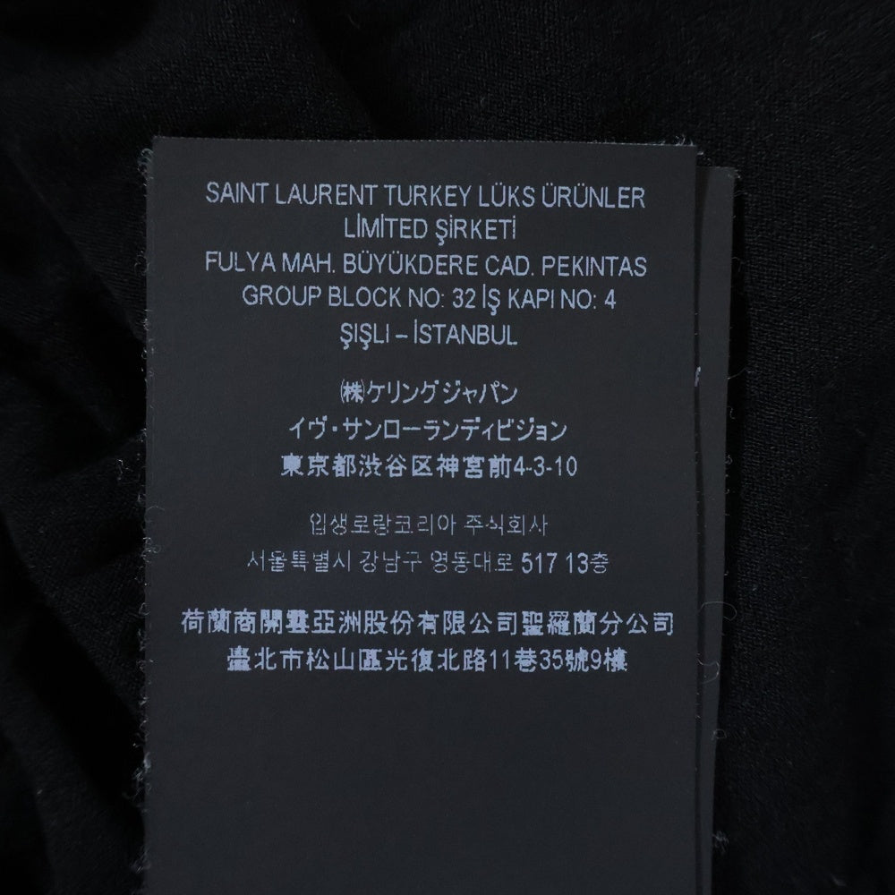 SAINT LAURENT PARIS(サンローランパリ) 23SS ロゴ刺繍 レーヨン 半袖Tシャツカットソー ブラック 749102 Y37IL