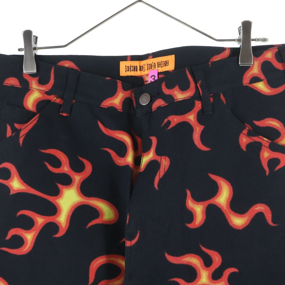 CACTUS PLANT FLEAMARKET CPFM(カクタス プラント フリーマーケット シーピーエフエム) CPFM DOUBLE KNEE HI-VIS PANTS ファイヤーモチーフ ダブルニーワイド パンツ ブラック/レッド CP30PT001