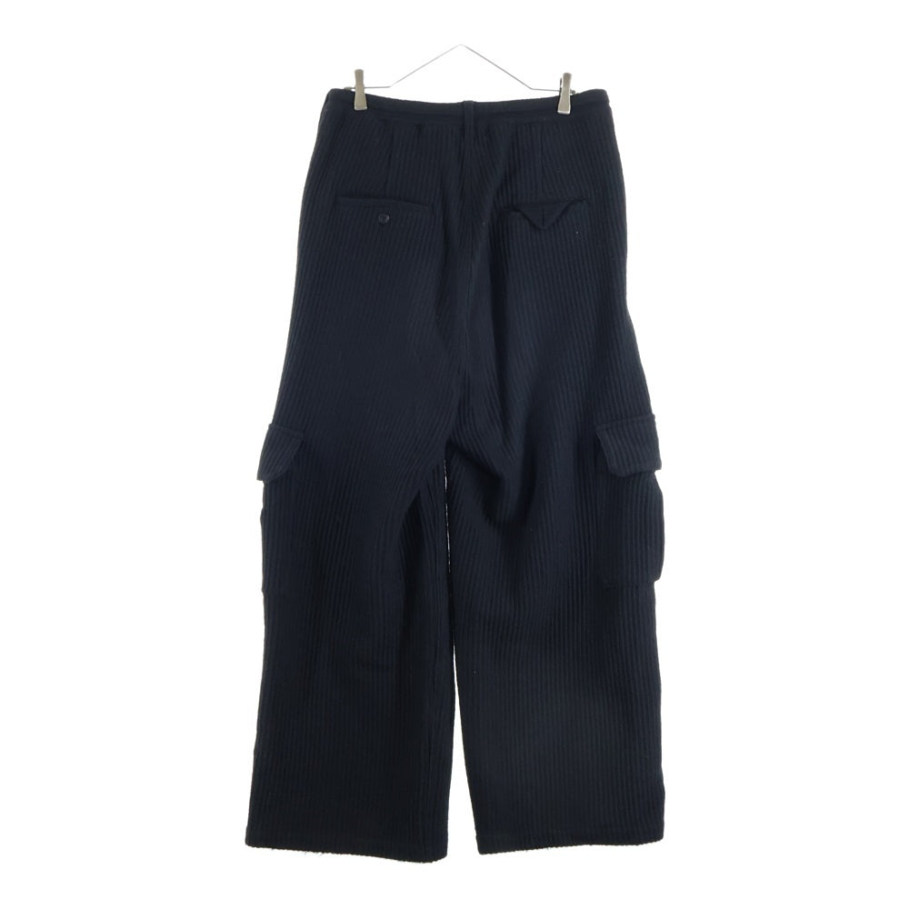 ANCELLM(アンセルム) WOOL CORDUROY CARGO SLACK ウール コーデュロイ カーゴ スラックス パンツ ブラック ANC-PT87