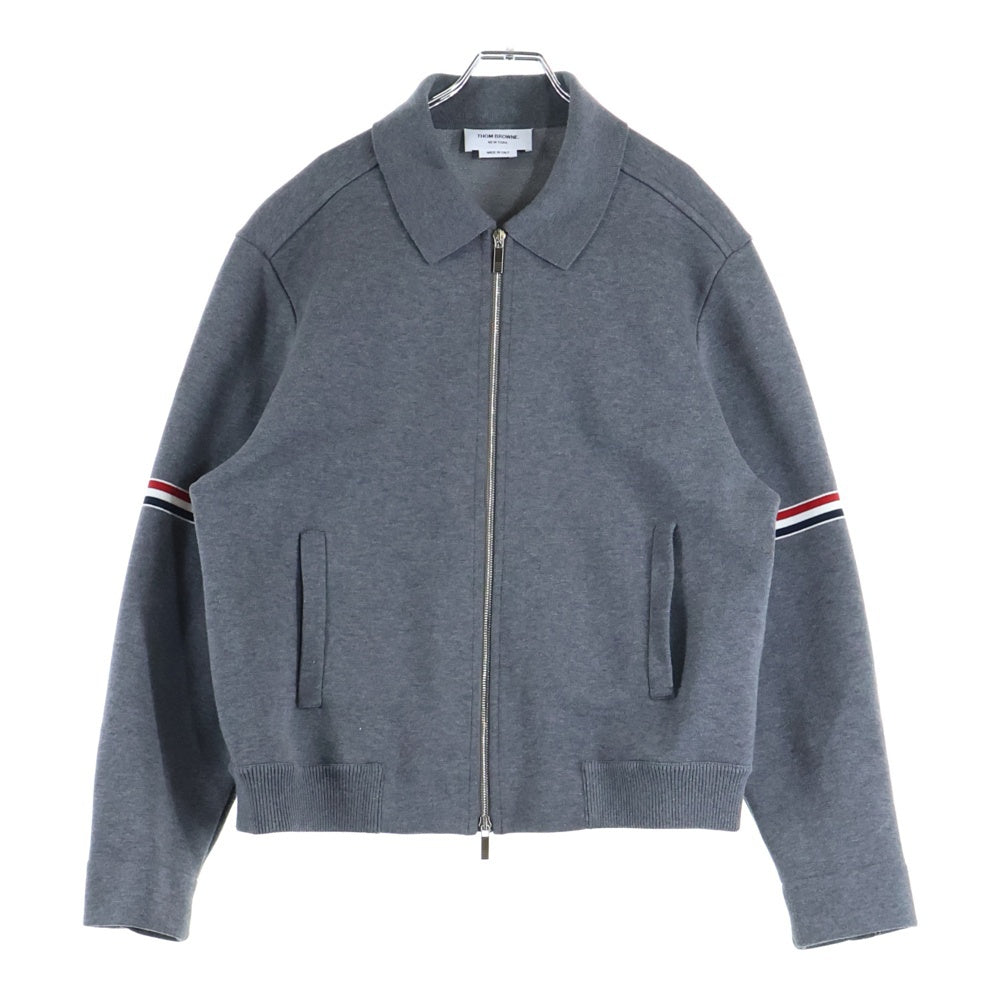 THOM BROWNE(トムブラウン) コットン ループバック RWBストライプジップアップジャケット グレー MKJ133A